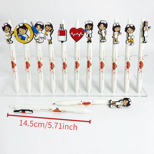 12Pcs/17pcs ECG female nurse modeling ballpoint pen, doctor nurse festival theme ballpoint pen, student writing gift pen