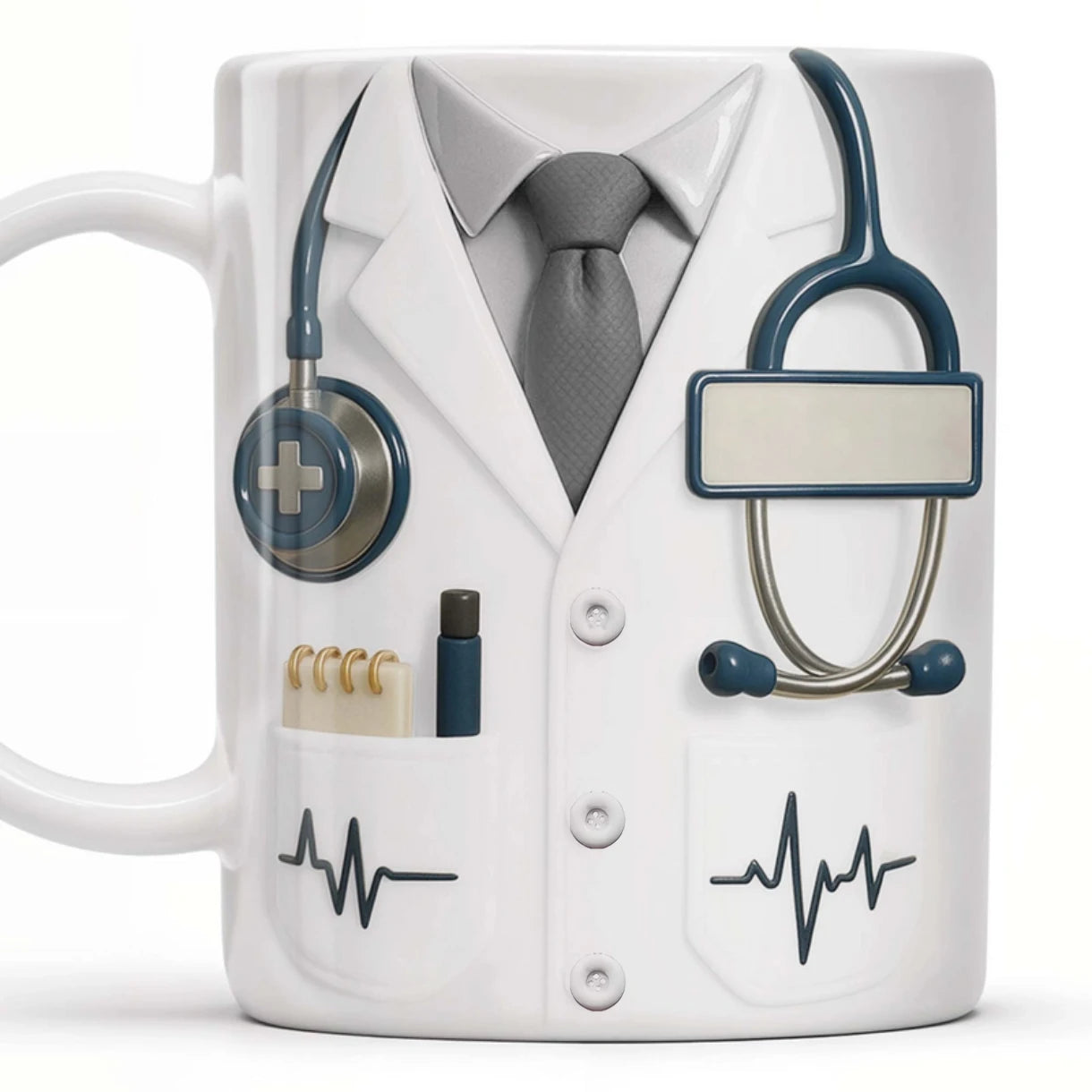 3D Stethoscope & Heartbeat Pattern - Personalized Doctor Name Gift for Medical Professionals,hospital office coffee mug