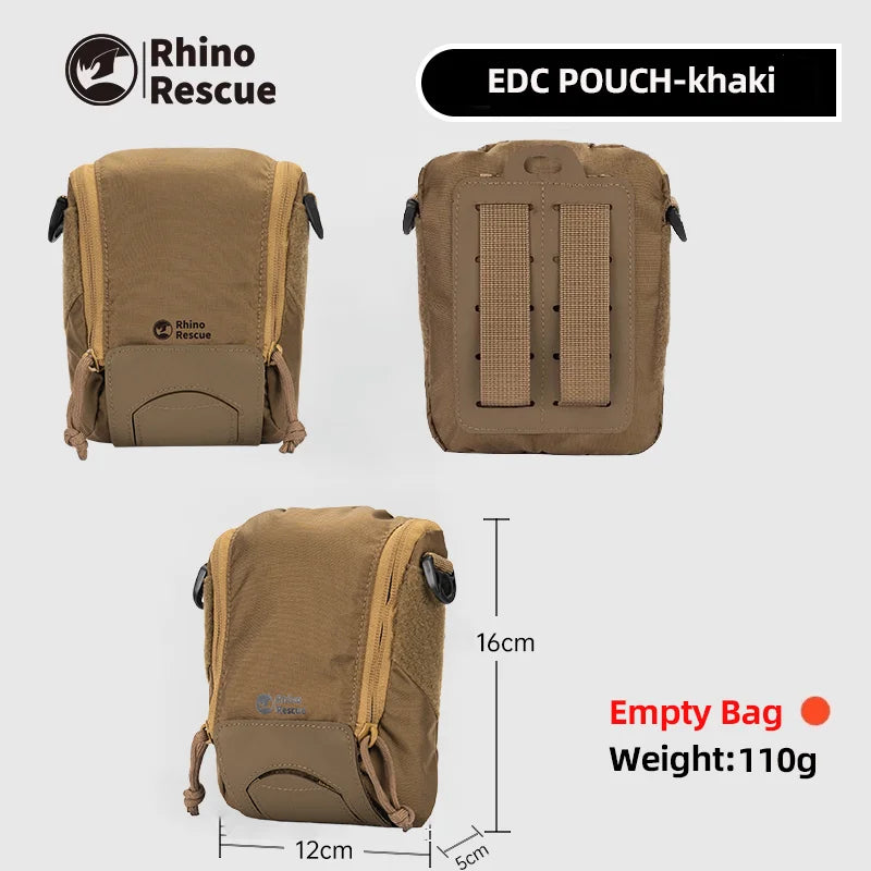 Rhino Rescue Tactical Molle Admin Pouch Laser Cut EDC Utility Bag Horizontal Modular Pouch for Camping Hiking Gear (Empty)