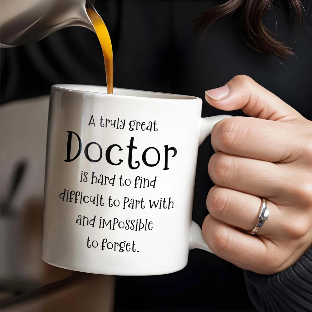 Doctor's Day Special - Custom Name Ceramic Mug - 11oz Hot/Cold Beverage Cup - BPA Free Gift for Physician/Nurse
