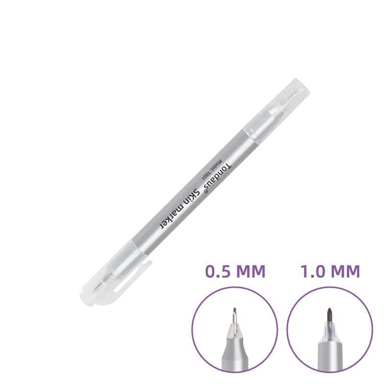 1pcs Tattoo Skin Marker Piercing Marking Pen for Eyebrow Tattoo Scribe Tool Supply Surgical Double Heads Point Marking 1mm 0.5mm