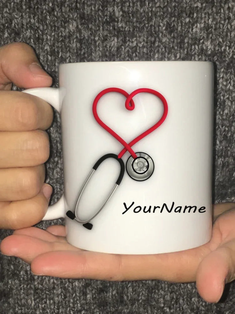 2025 Doctors Gift Hospital Customization Stethoscope Funny and Unique Ceramic Coffee Cup Mug Mugs Coffee Cups Unusual Tea Cup