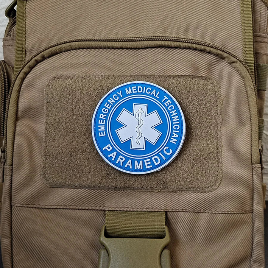 1PC PVC Star Of Life America Rescue PARA Medical Soldier Patch Tactical Military Sew On Flag Stickers Jeans Clothes Bags
