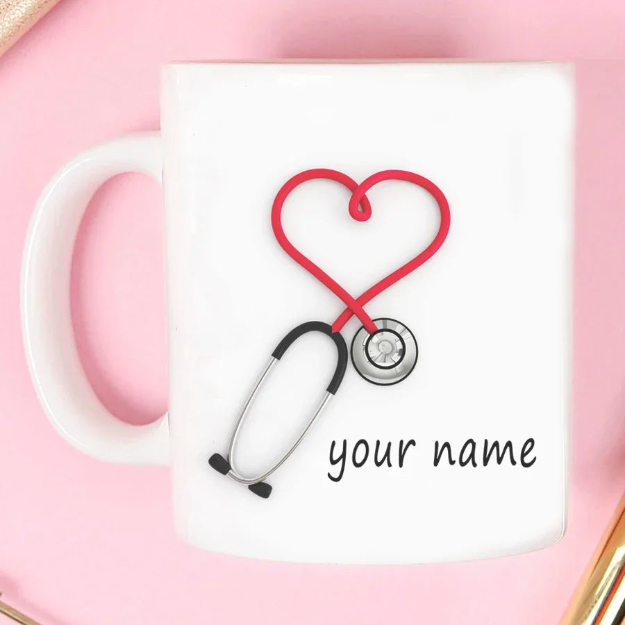 2025 Doctors Gift Hospital Customization Stethoscope Funny and Unique Ceramic Coffee Cup Mug Mugs Coffee Cups Unusual Tea Cup