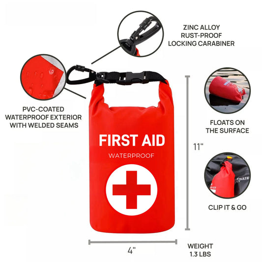 2L Waterproof First Aid Bag Roll Top Emergency Kit Visible Fishing Kayaking Boating Swimming Camping Rafting Survival Outdoor
