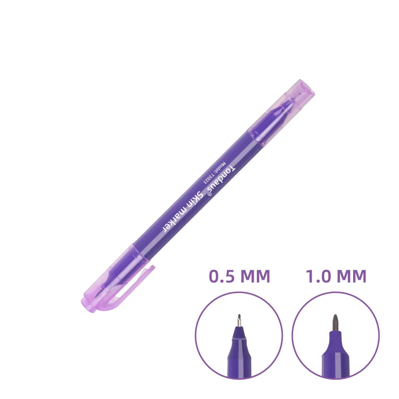 1pcs Tattoo Skin Marker Piercing Marking Pen for Eyebrow Tattoo Scribe Tool Supply Surgical Double Heads Point Marking 1mm 0.5mm