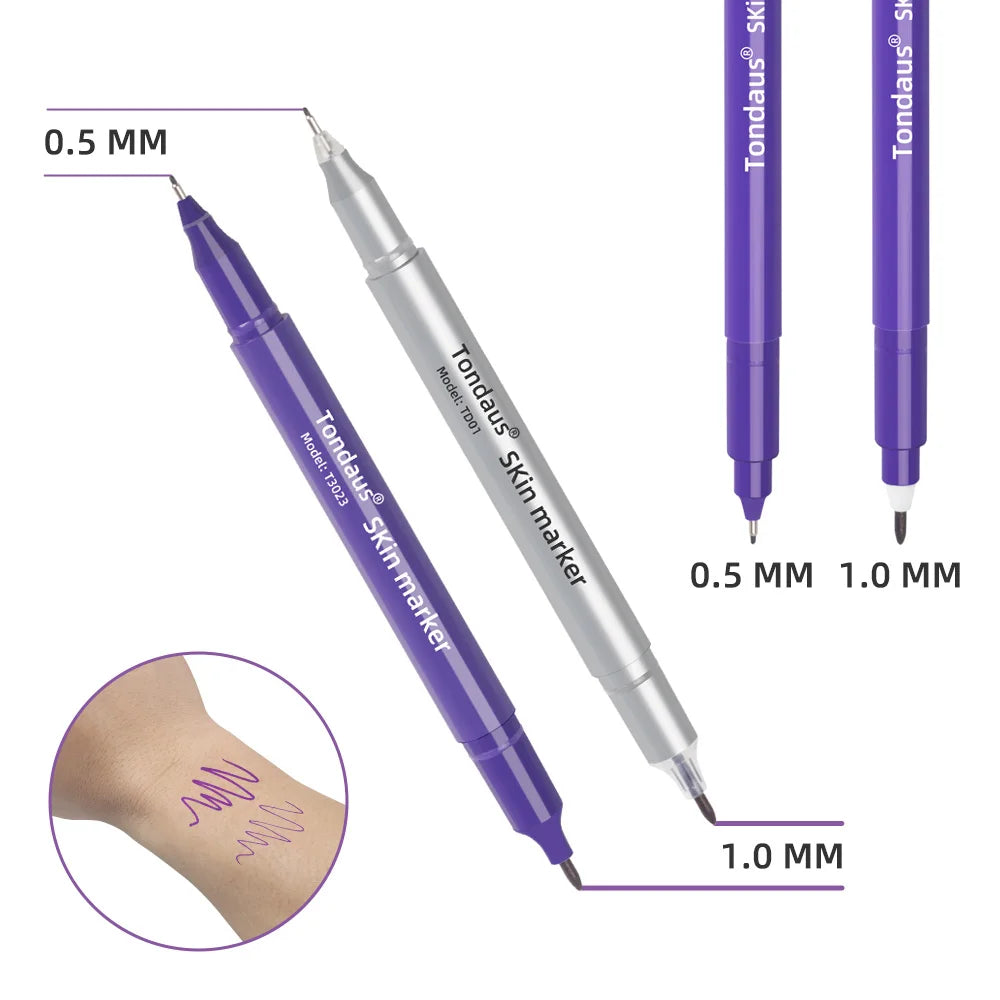 1pcs Tattoo Skin Marker Piercing Marking Pen for Eyebrow Tattoo Scribe Tool Supply Surgical Double Heads Point Marking 1mm 0.5mm