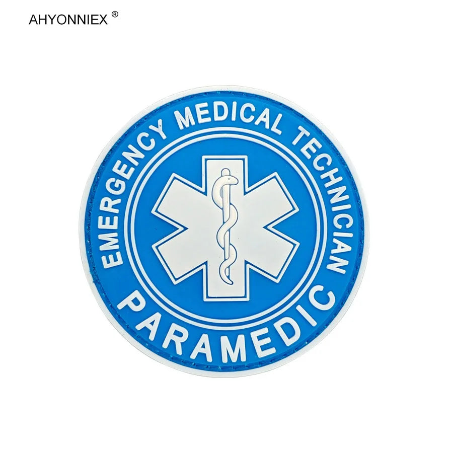 1PC PVC Star Of Life America Rescue PARA Medical Soldier Patch Tactical Military Sew On Flag Stickers Jeans Clothes Bags