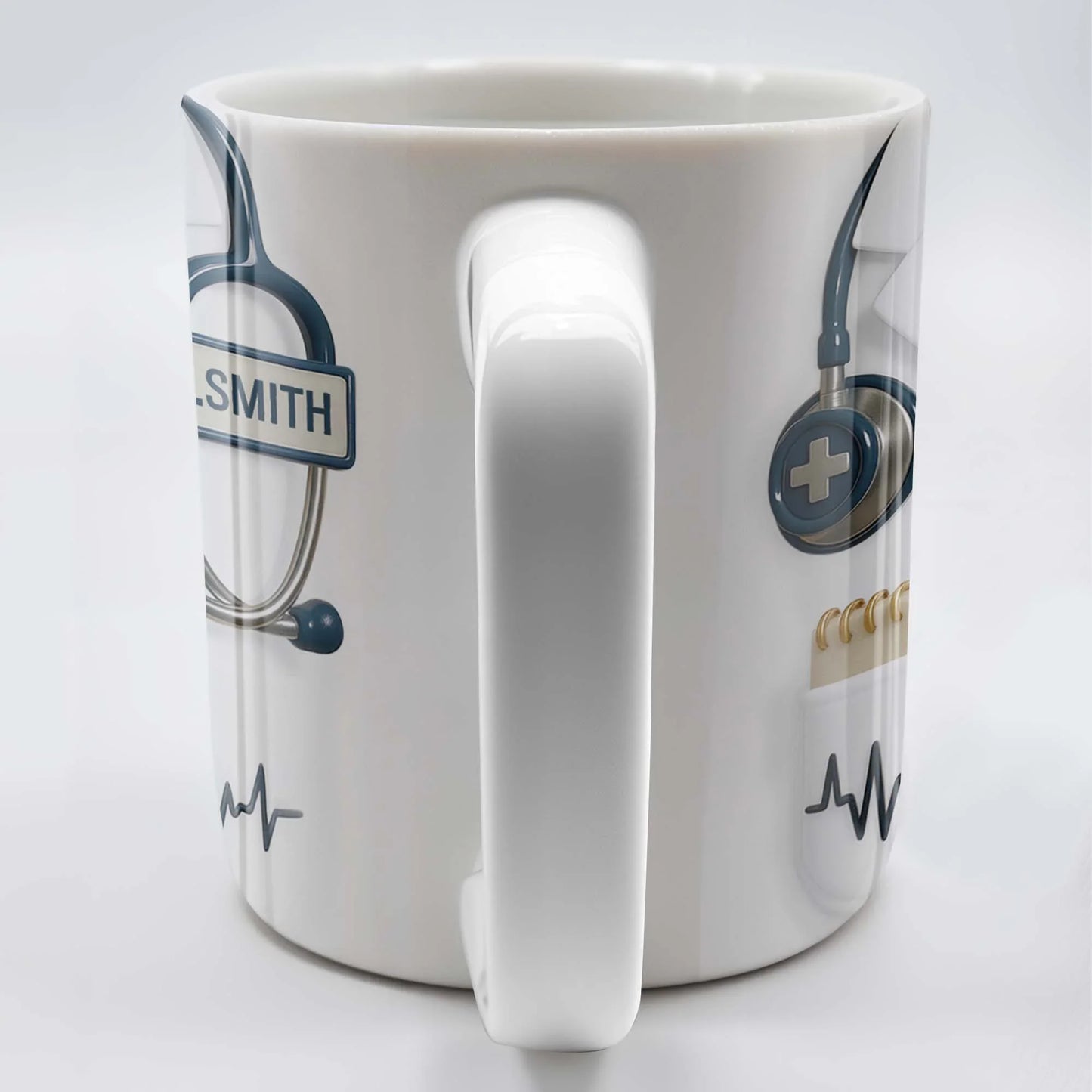 3D Stethoscope & Heartbeat Pattern - Personalized Doctor Name Gift for Medical Professionals,hospital office coffee mug