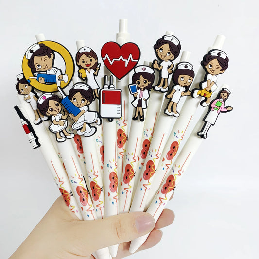 12Pcs/17pcs ECG female nurse modeling ballpoint pen, doctor nurse festival theme ballpoint pen, student writing gift pen