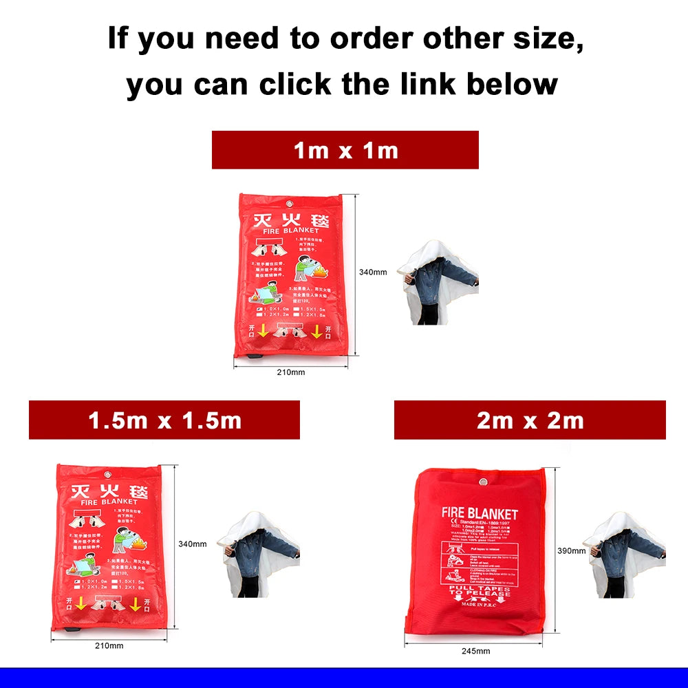 1M x 1M Emergency Fiberglass Fire Blanket Fire Flame Retardant Emergency Survival Fire Shelter Safety Cover Fire Extinguisher