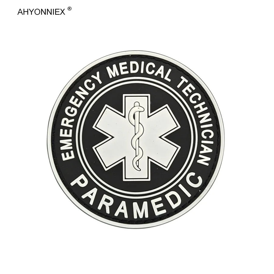 1PC PVC Star Of Life America Rescue PARA Medical Soldier Patch Tactical Military Sew On Flag Stickers Jeans Clothes Bags
