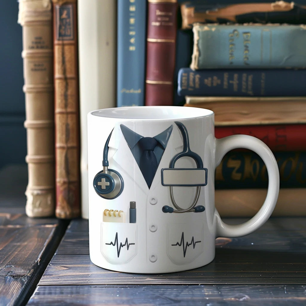 3D Stethoscope & Heartbeat Pattern - Personalized Doctor Name Gift for Medical Professionals,hospital office coffee mug