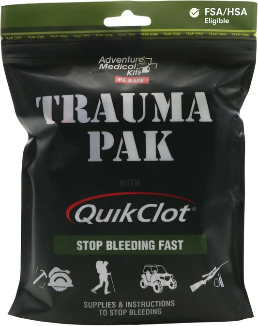 Emergency Trauma First Aid Kit with Quick-Clotting Gauze, Black, Universal Size for Outdoor & Survival