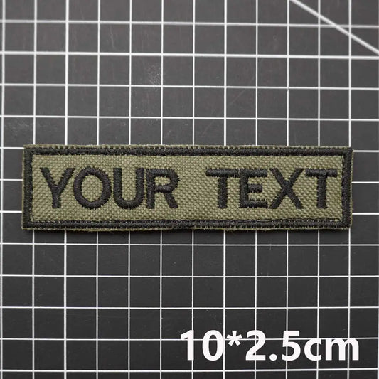 Customized name text embroidery patch, tactical name patch, back with hook or iron on