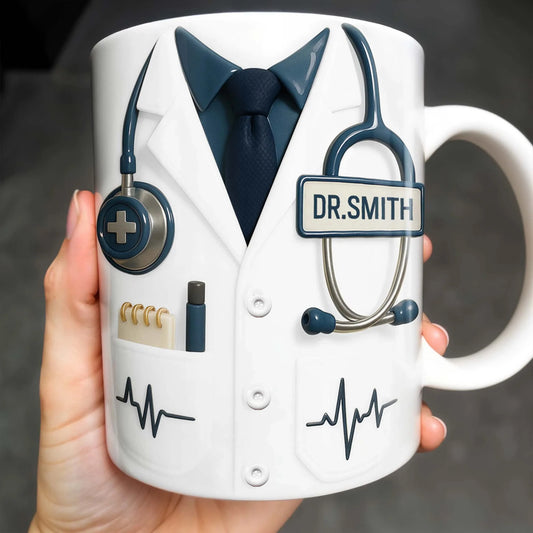 3D Stethoscope & Heartbeat Pattern - Personalized Doctor Name Gift for Medical Professionals,hospital office coffee mug