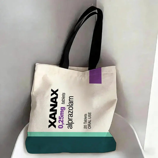 C-Chill Pill XANAX Storage Bags Canvas Double-Sided Print Fashion Shoulder Tote Shopping Bag Gift Eco Handbags