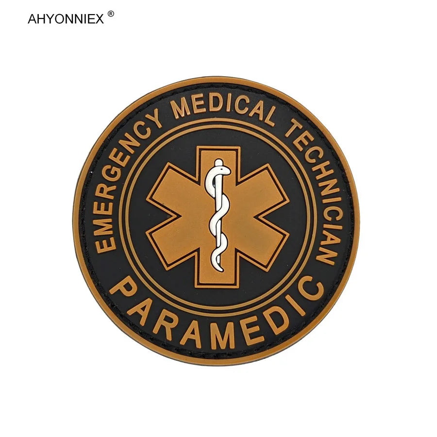1PC PVC Star Of Life America Rescue PARA Medical Soldier Patch Tactical Military Sew On Flag Stickers Jeans Clothes Bags