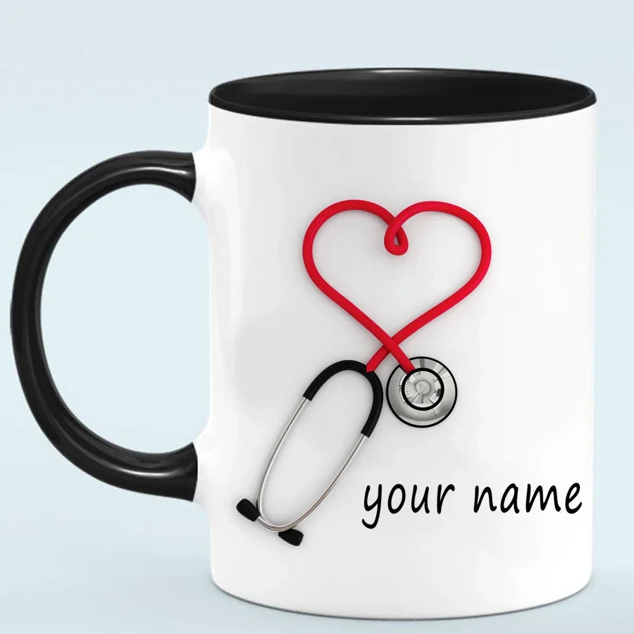 2025 Doctors Gift Hospital Customization Stethoscope Funny and Unique Ceramic Coffee Cup Mug Mugs Coffee Cups Unusual Tea Cup