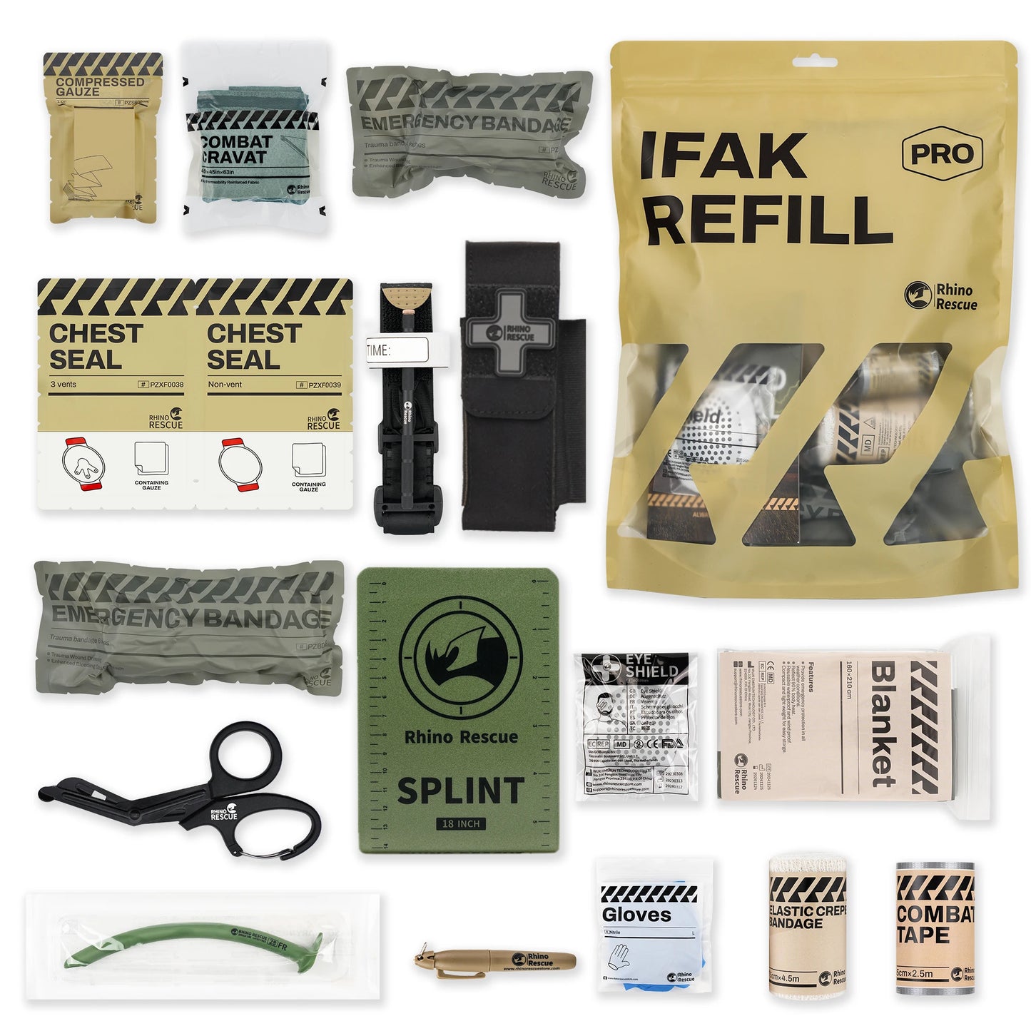 RHINO RESCUE First Aid Trauma Kit To Configure Survival Kit Outdoor Emergency Kit For Camping Hiking IFAK Refill Kit