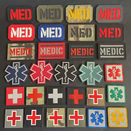Emergency Rescue Life Star,Medical Cross,Medic,MED First Aid Infrared Reflective patches,Military Sticker Tactical Morale Badge