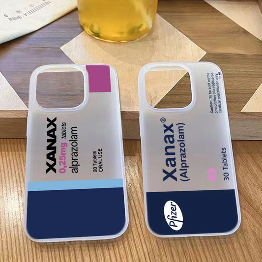XANAX Chill Pill Do Transparent Clear Frosted Shockproof phone Case For iPhone 16E 16 15 14 Plus 13 12 11 7 8 Plus Pro X XR Max