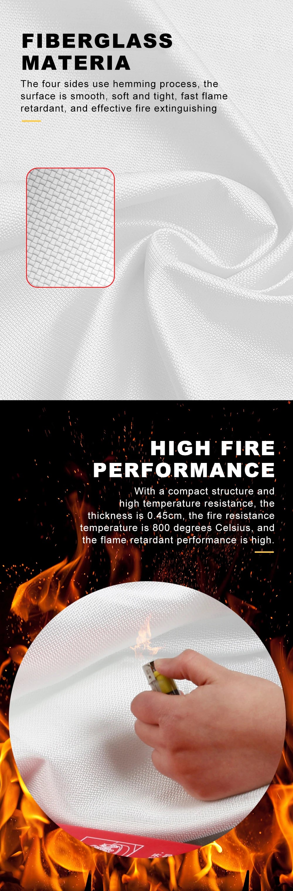 1M x 1M Emergency Fiberglass Fire Blanket Fire Flame Retardant Emergency Survival Fire Shelter Safety Cover Fire Extinguisher