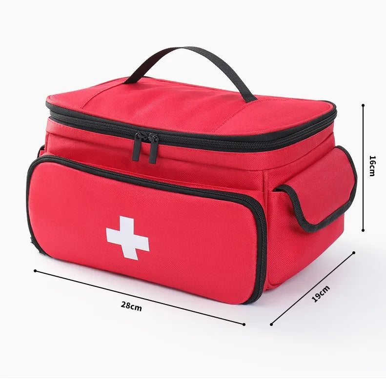 Emergency Medical First Aid Kit Portable with Multiple Mesh Compartments Classified Storage for Home Travel