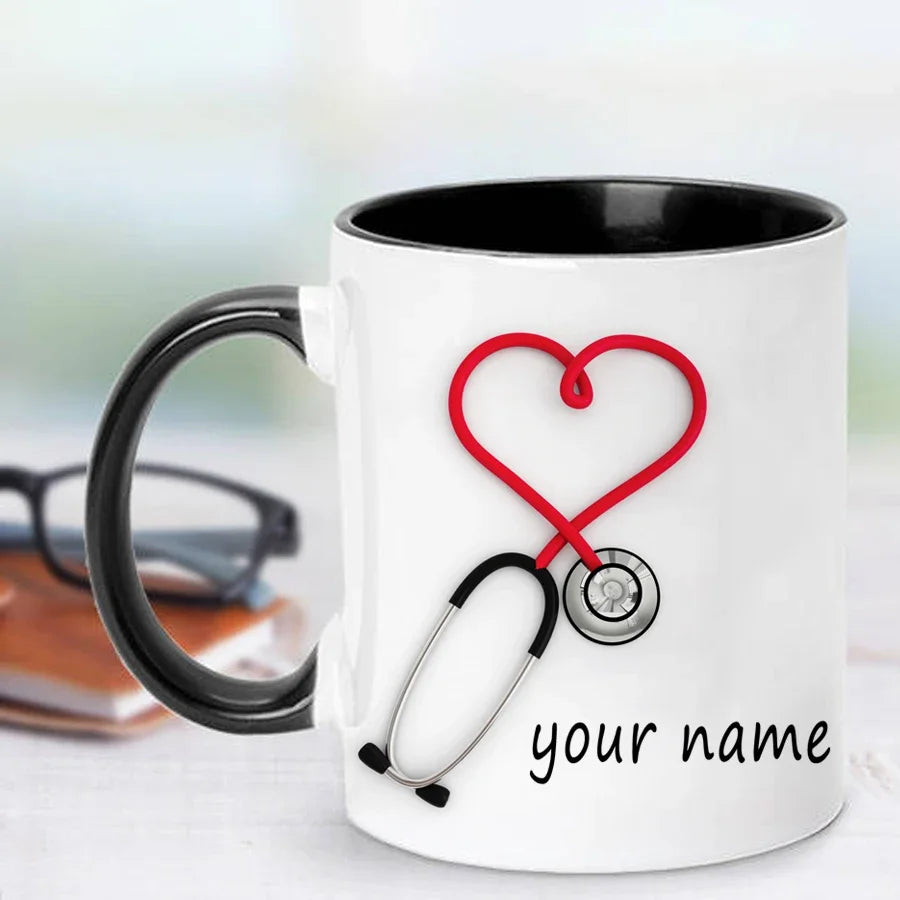 2025 Doctors Gift Hospital Customization Stethoscope Funny and Unique Ceramic Coffee Cup Mug Mugs Coffee Cups Unusual Tea Cup