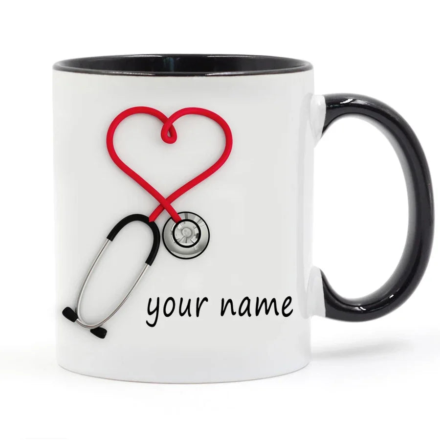 2025 Doctors Gift Hospital Customization Stethoscope Funny and Unique Ceramic Coffee Cup Mug Mugs Coffee Cups Unusual Tea Cup