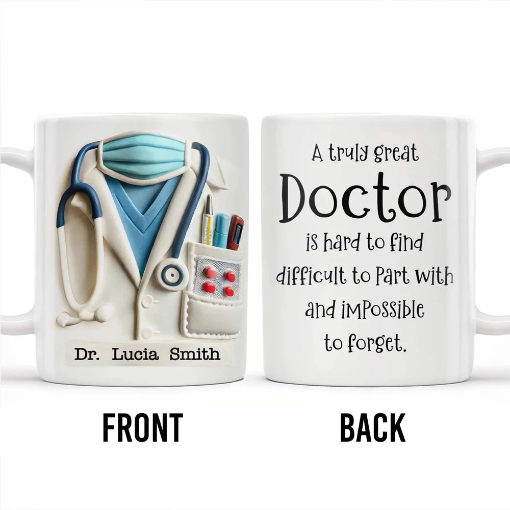 Doctor's Day Special - Custom Name Ceramic Mug - 11oz Hot/Cold Beverage Cup - BPA Free Gift for Physician/Nurse
