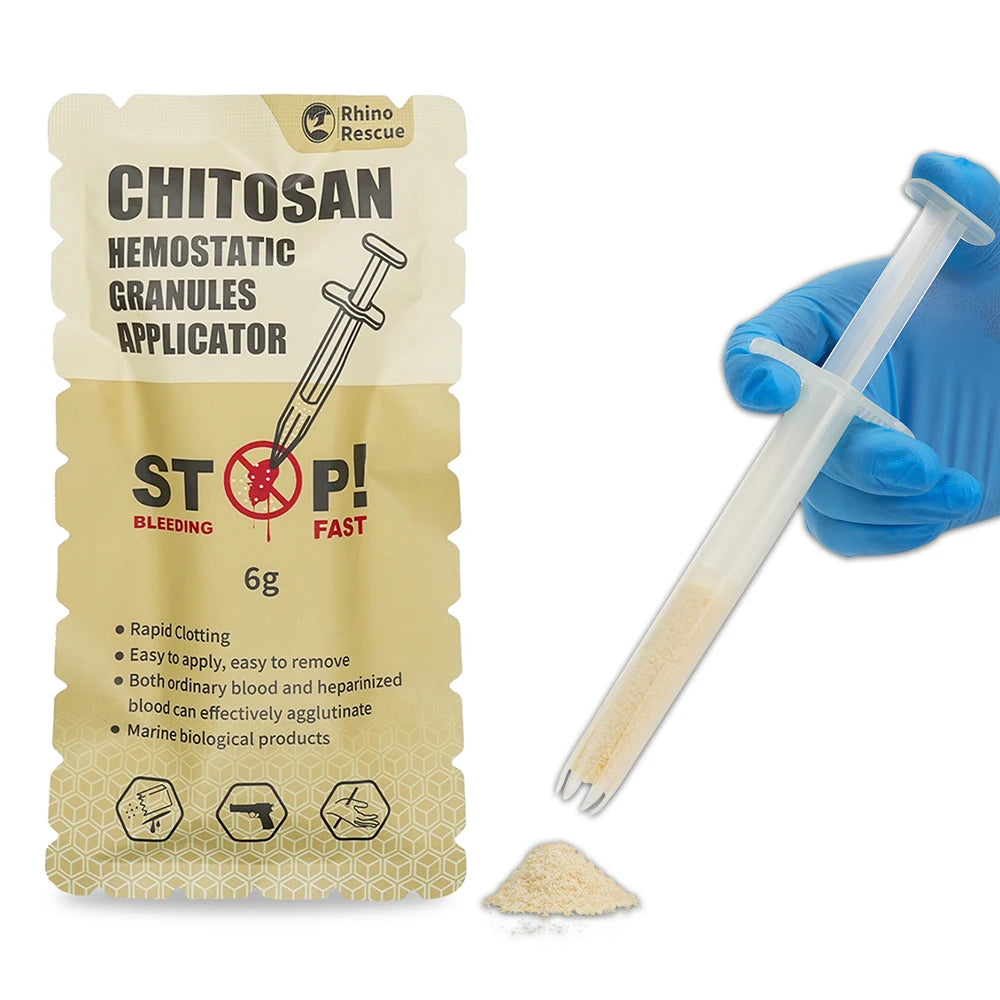 RHINO RESCUE Chitosan Hemostatic Powder Granular 6g/15g Hemostatic Granules Wound Dressing for Fast Bleed Control For Camping