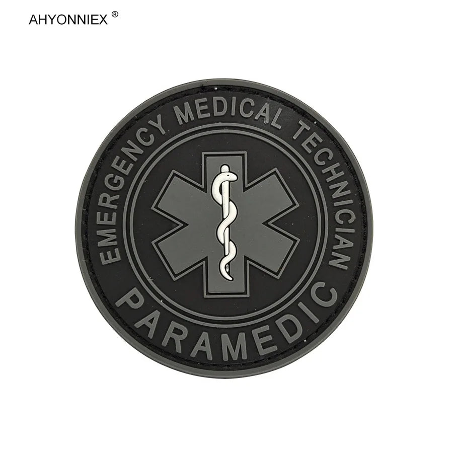 1PC PVC Star Of Life America Rescue PARA Medical Soldier Patch Tactical Military Sew On Flag Stickers Jeans Clothes Bags