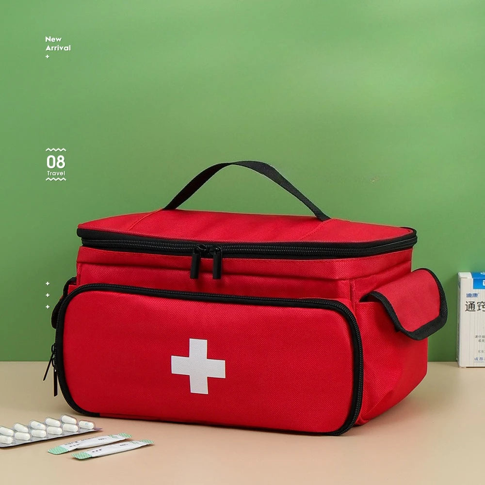 Emergency Medical First Aid Kit Portable with Multiple Mesh Compartments Classified Storage for Home Travel